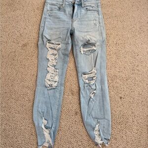 American Eagle Outfitters Light Blue Distressed Jeggings